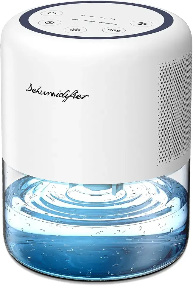 44oz(1.3L) Small Dehumidifier for Home, Auto-Off Quiet Portable Dehumidifier with 3 Modes, 10 Color Lights, 4 Timer Settings for Bedroom Bathroom Closet (215 sq.ft)
