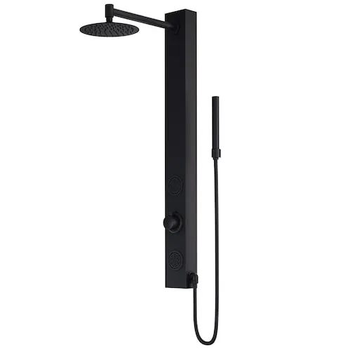 Gardenia 39-Inch 2-Jet Shower Wall Panel System with Round Rainhead Handheld Wand in Matte Black