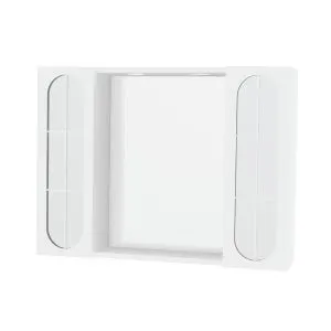 Specchio Contenitore Con Illuminazione Classica bianco lucido L 77 x H 57 x P 15.5 cm