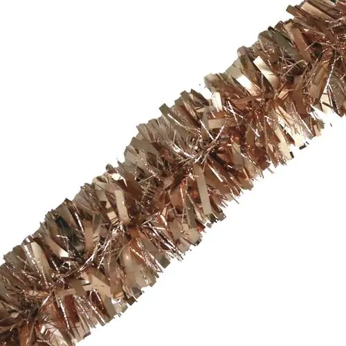Enchanted Forest® 8' Rose Gold Matte & Embossed Thick Tinsel Christmas Garland