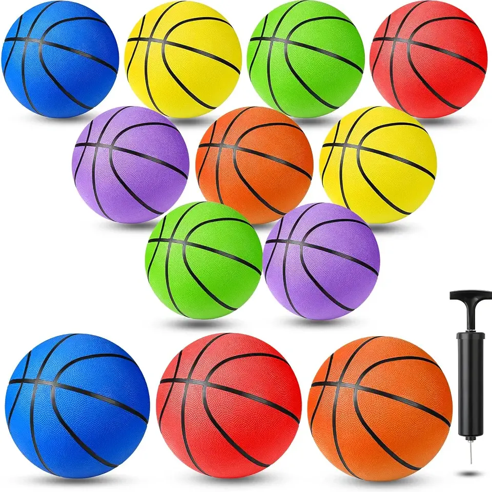 Jerify 12 Pack Rubber Basketballs Bulk with Pump