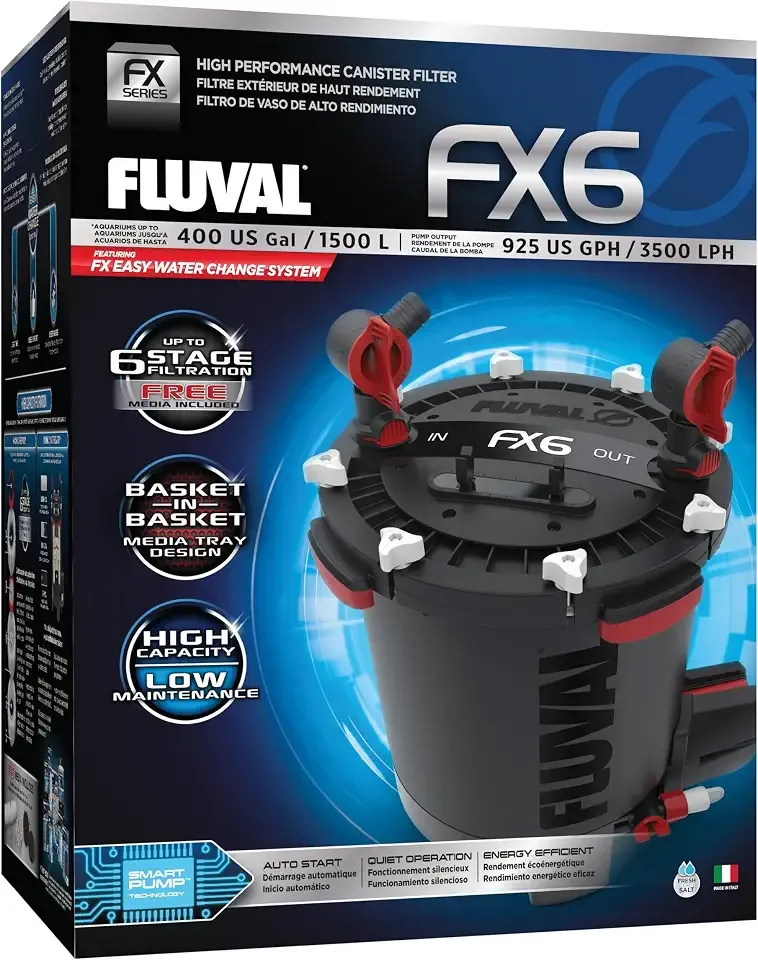 Fluval FX6 High Performance Aquarium Filter, Canister Filter for Aquariums up to 400 Gal.