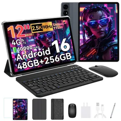 BESTTAB T60 12.2" Android 16 KI-Tablet mit 48GB(12+36) RAM, 256GB/2TB, Octa-Core & 10000 mAh Akku incl. Stift/Hülle/Maus/Tastatur