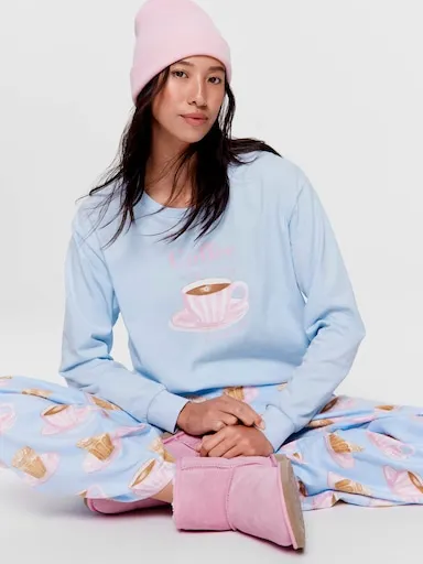 Coffee 100% Cotton Long Sleeve Top