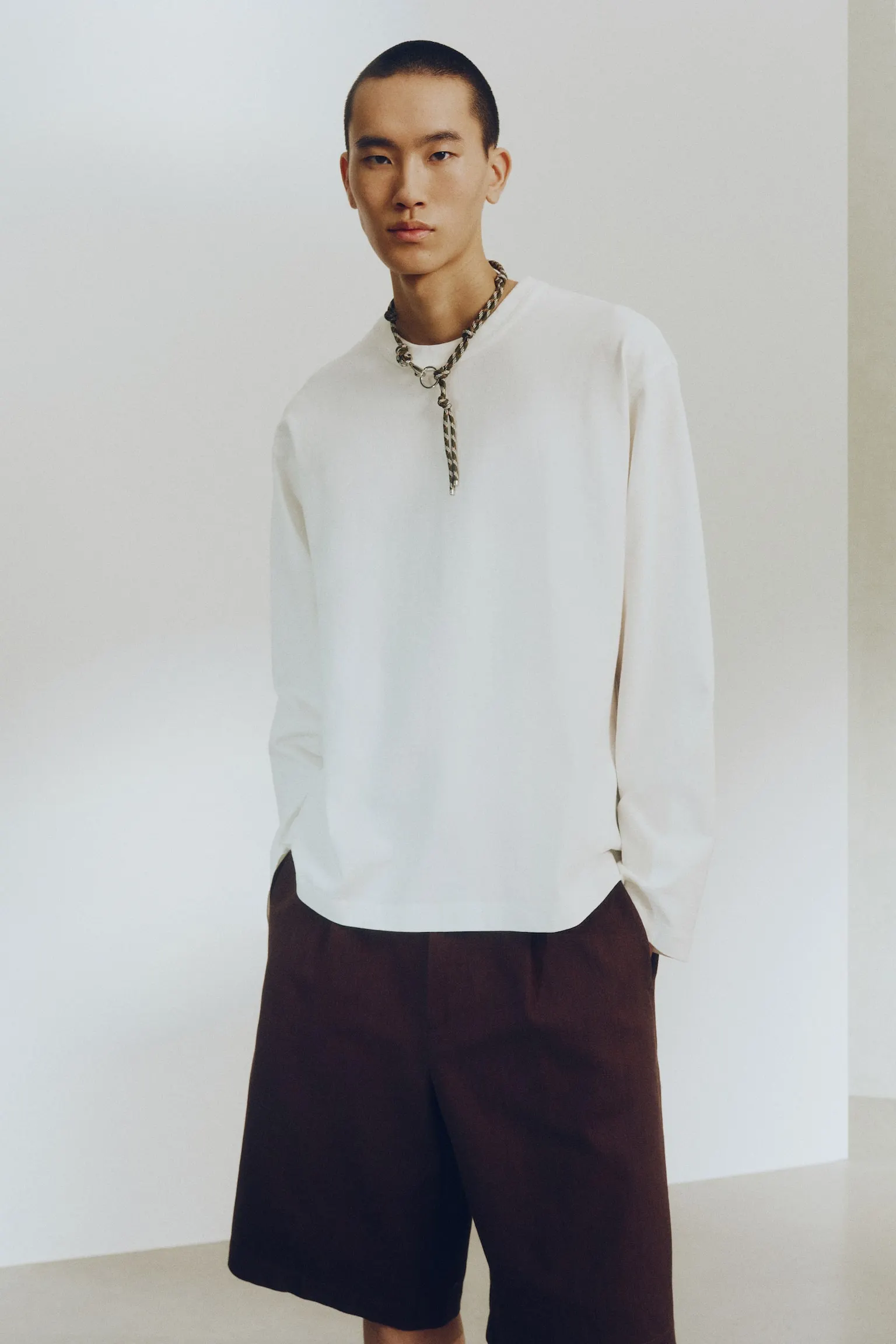 Playera Loose Fit de manga larga en algodón