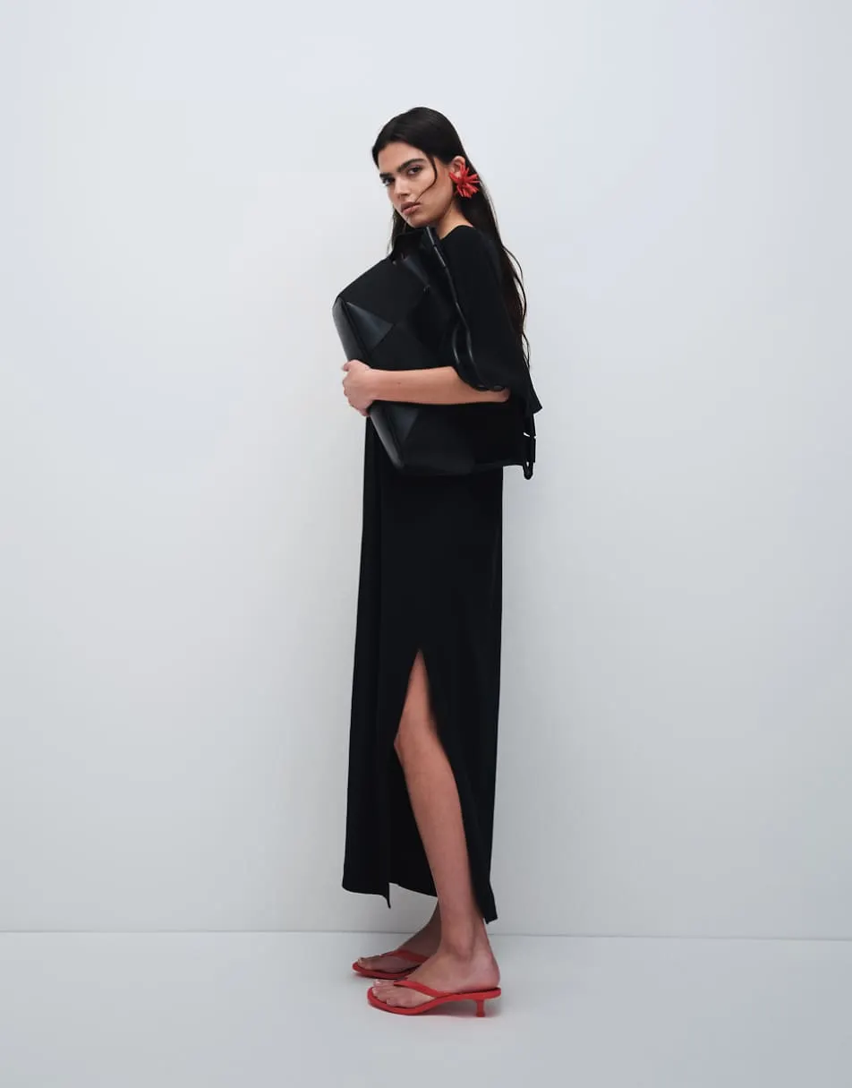 ASOS DESIGN batwing T-shirt midi dress in black