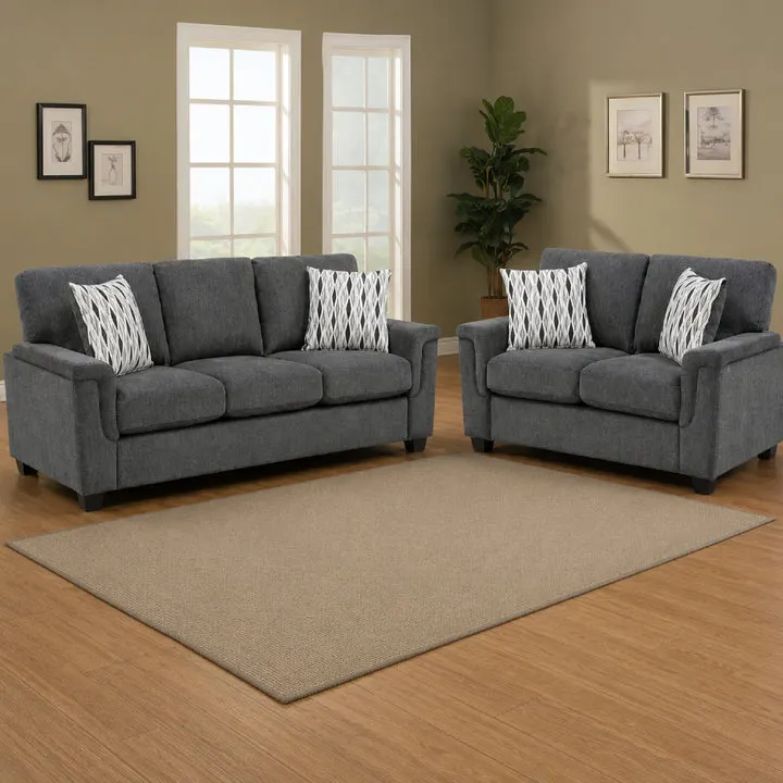 Chelsea Sofa and Loveseat with Decorative Pillows set by Homelegance - Gray