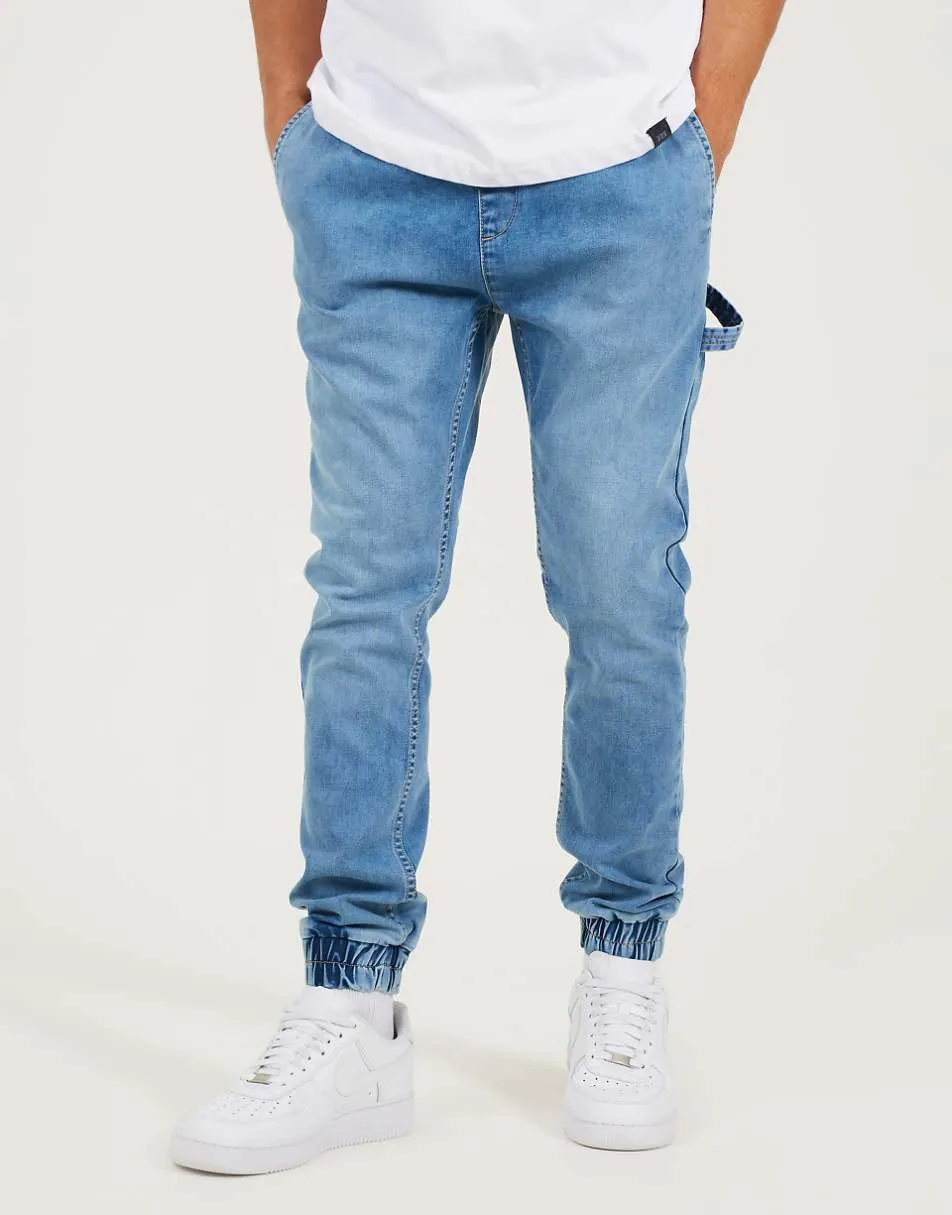 Brave Soul Slim fit cuffed carpenter style jeans in light blue