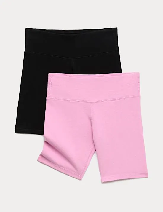 2 Pack Cotton Rich Cycling Shorts (6-16 Years)