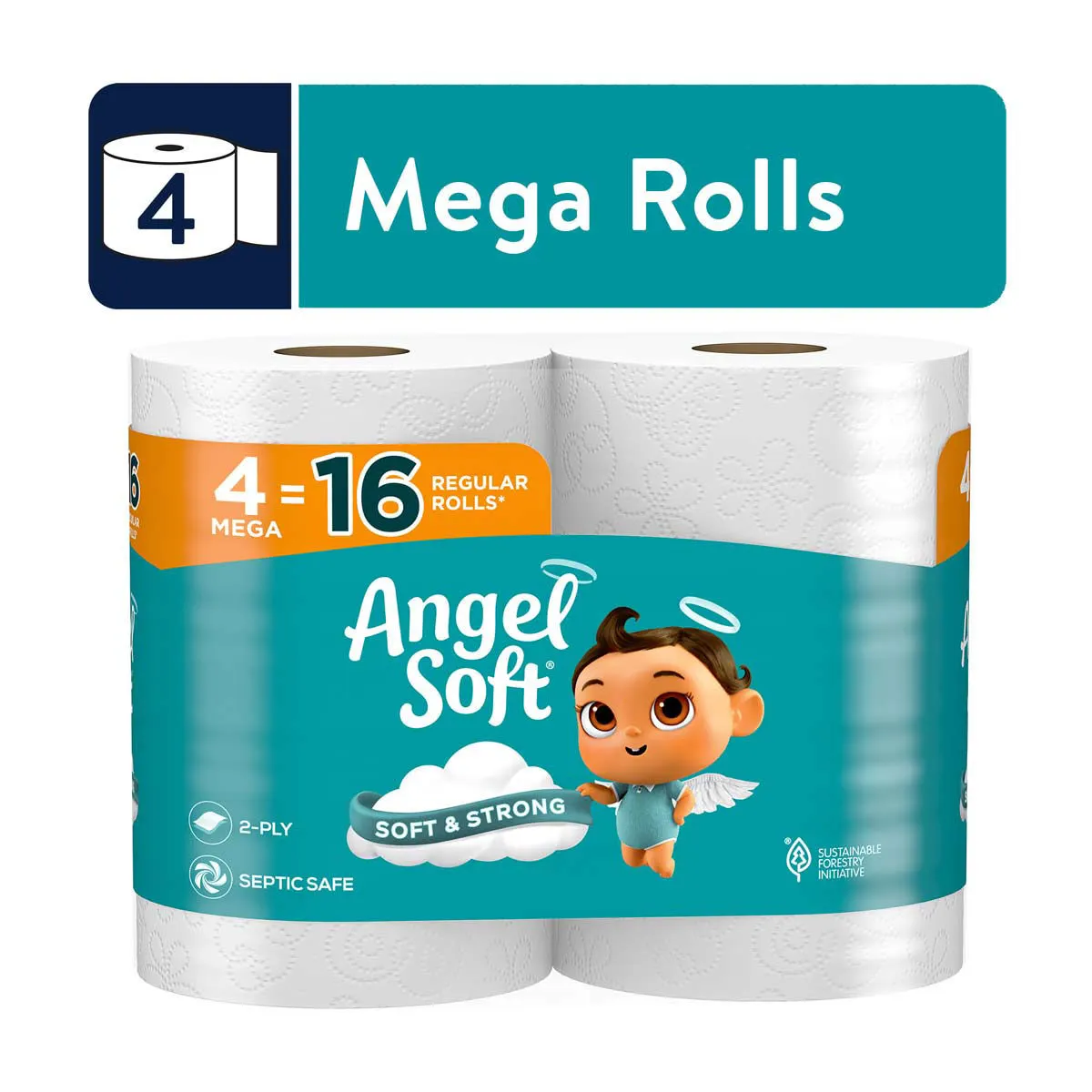 Angel Soft Toilet Paper Mega Rolls, 4 ct
