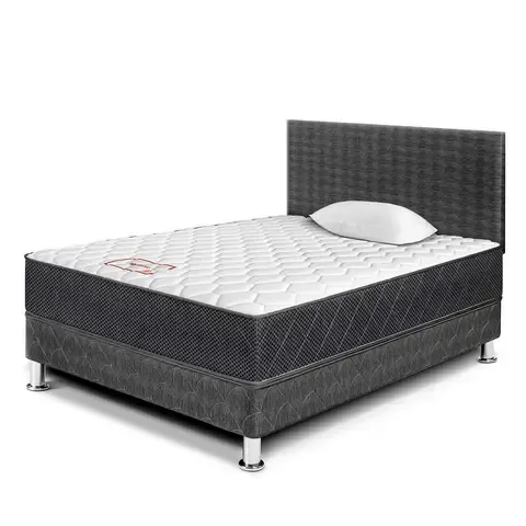 Dormitorio Paraíso Majestic Gris 1.5 Plazas + Almohada + Protector