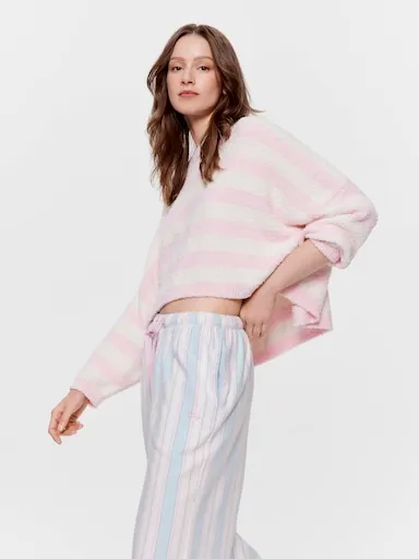 Stripe Knit Cropped Oversized Sweater