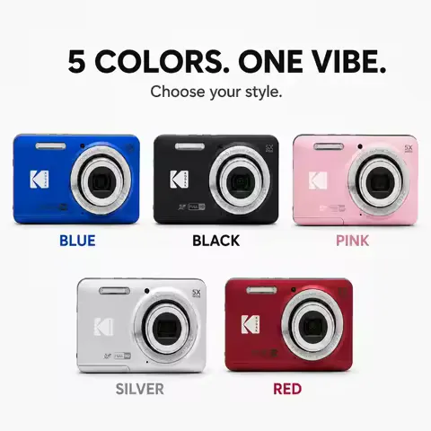 KODAK PIXPRO FZ55 Digital Camera 16MP 5X Optical Zoom 28mm Wide 1080P HD Video 2.7 LCD Vlogging Camera Travel Daily Shooting