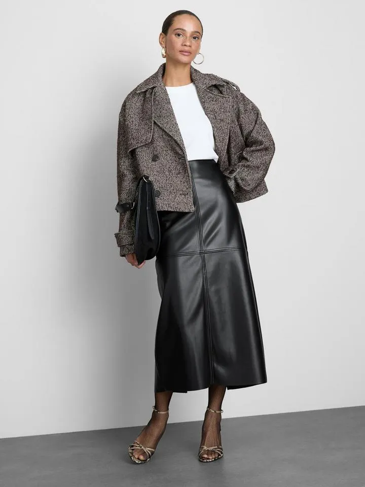 Jupe crayon mi-longue en PU