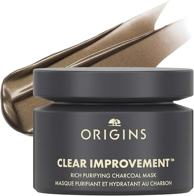 Origins Clear Improvement Rich Purifying Charcoal Face Mask | Purifies Dry Skin | With Bamboo Charcoal, Shea Butter & Clay, 2.5 Fl Oz