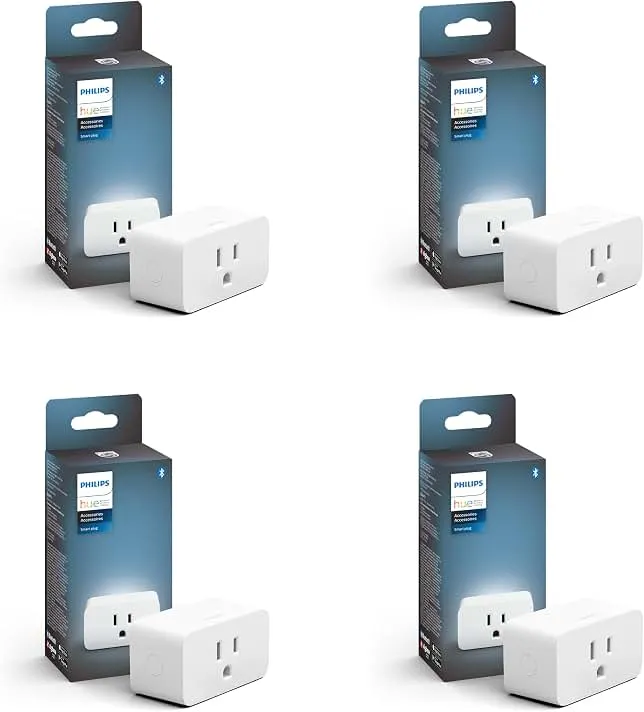 Philips Hue Smart Plug, 4-Pack , White | Turns Any Light into a Smart Light, Use with Hue App, Compatible with Alexa, Google Assistant, and A…