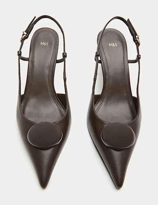 Trim Detail Stiletto Heel Pointed Sling Back Shoes