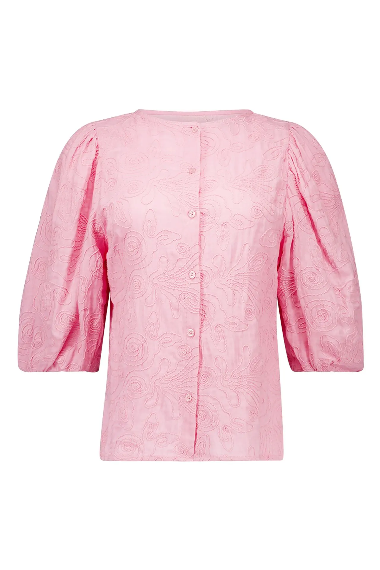 Roze blouse met borduursels