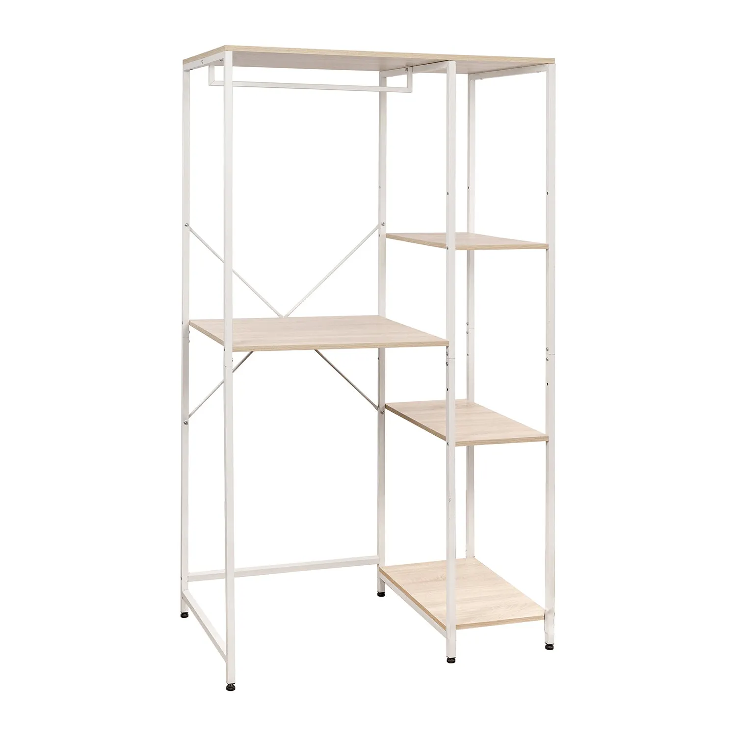 Scaffale Multiuso 4 ripiani in legno truciolare e metallo Bianco Linea Janet Lavanderia