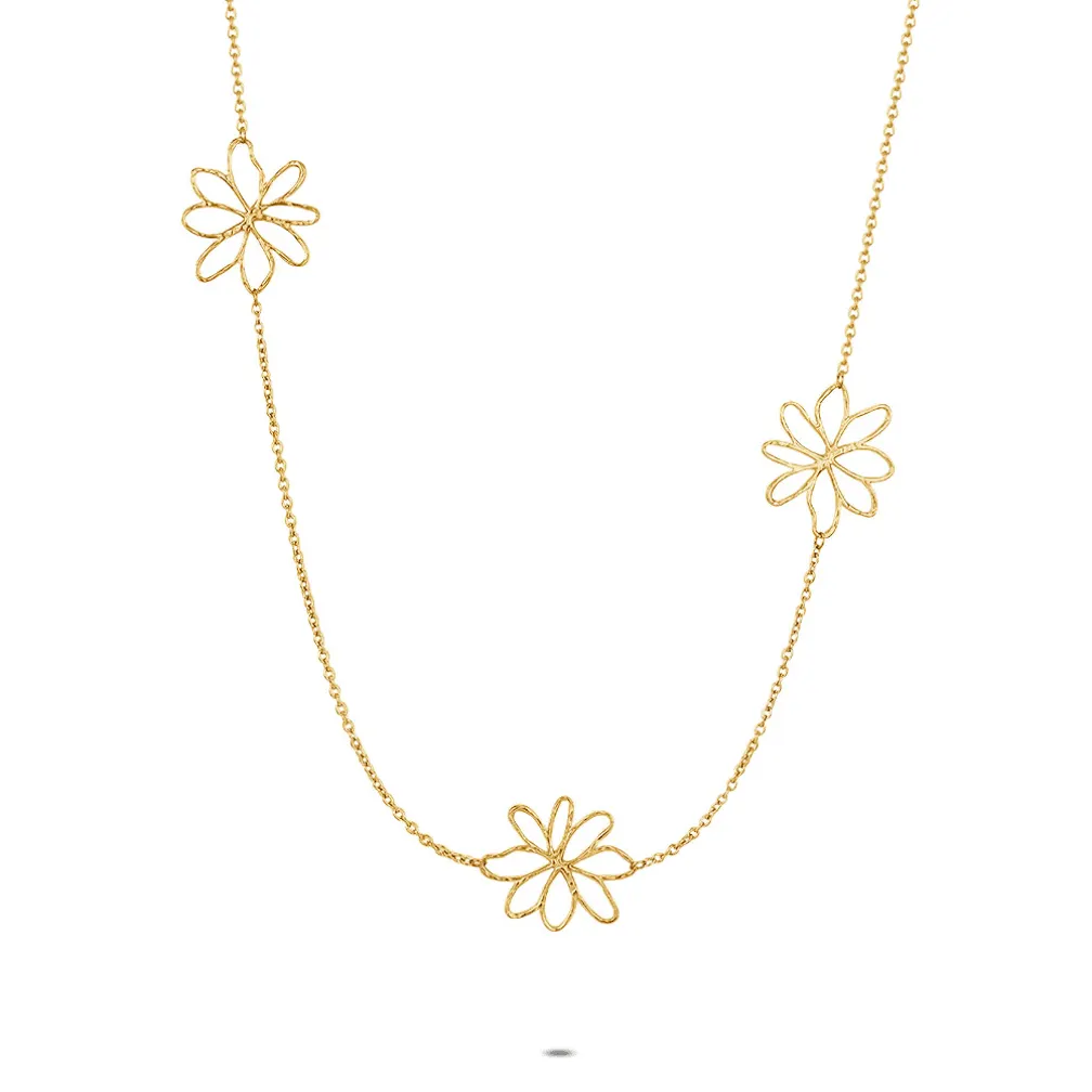 Halsketting in edelstaal, bloemen