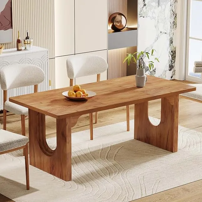 Tribesigns Modern Dining Table for 6 to 8 People, 71" Large Kitchen Dining Table with Wood Pedestal Base, Rectangular Long Dinner Table for…