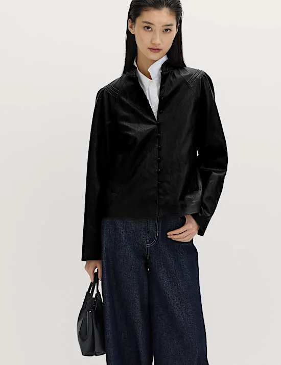 Jacke aus Lederimitat im viktorianischen Stil