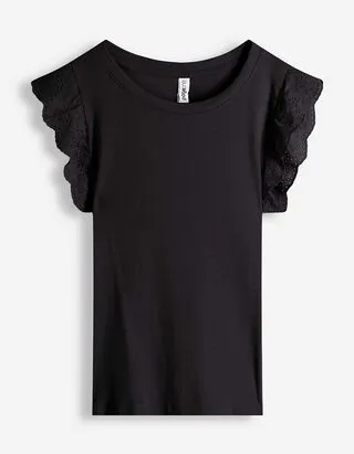 Top - Volant - Nero