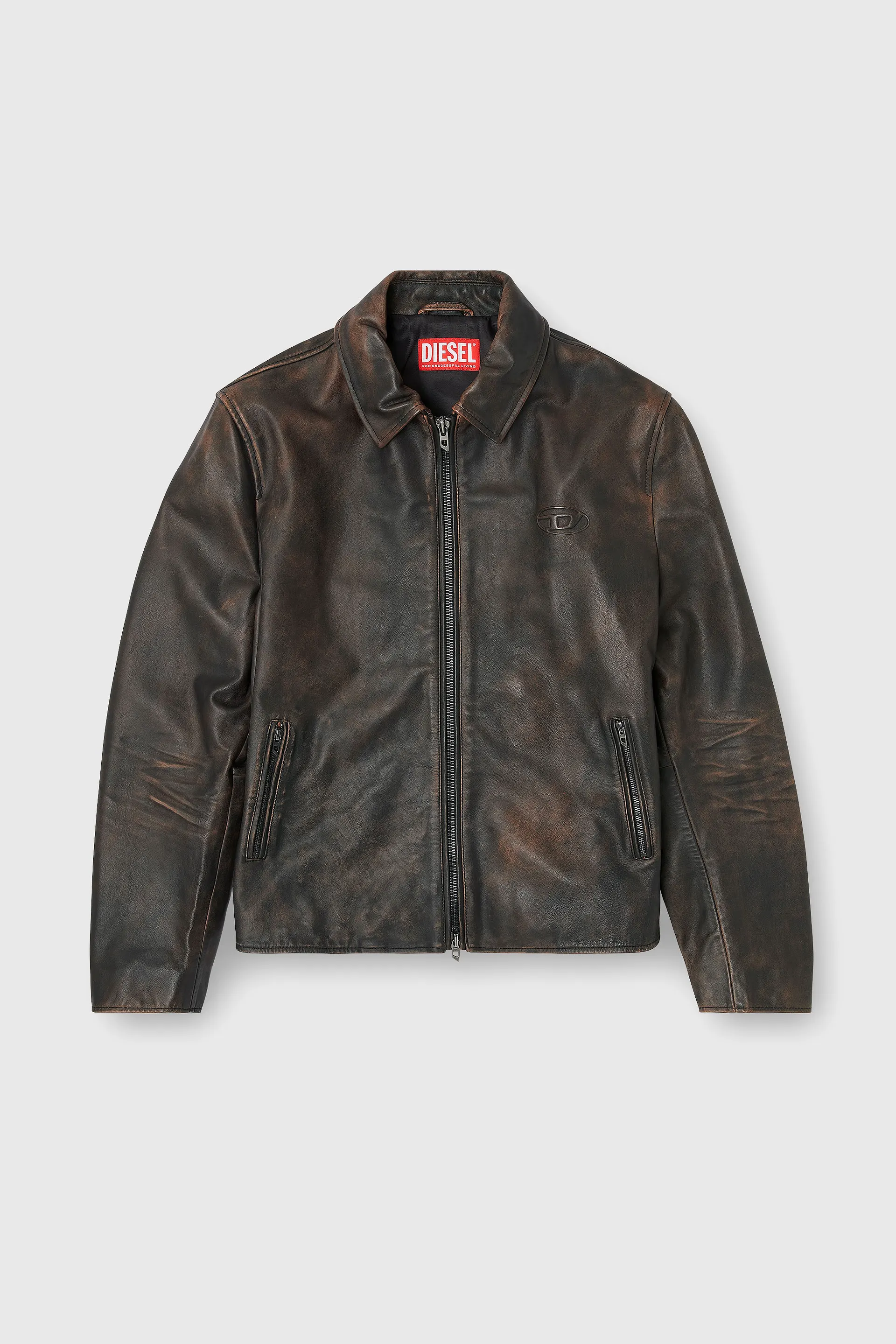 Coach jacket in treated leather