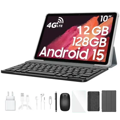 Blackview Tab 60 Pro 10" Tablet, Dual 4G SIM, Android 15, 12GB(4+8) RAM + 128GB ROM, Unisoc T606 Octa-core, incl. Stift/Hülle/Maus/Tastatur/Headset