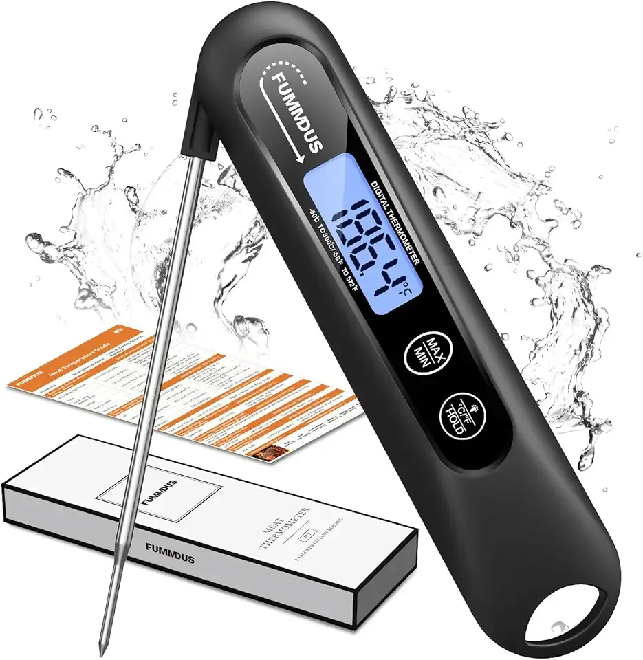 Meat Thermometer Digital, 3S Instant Read Food Thermometer for Cooking with Backlight & Magnet, Foldable Temperature Probe Kitchen Gadgets Essentials for Turkey BBQ Grill Smoker Candy