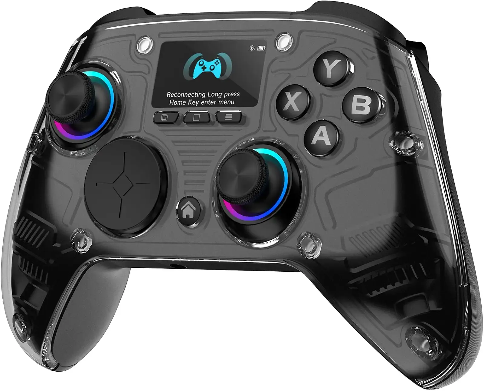 AOC PC Controller — Interactive Screen Wireless Controller Compatible with PC/Switch/Switch 2/iOS/Android, Hall Effect Joystick & Triggers, RGB Lighting, Adjustable Vibration/Turbo, 1000mAh Battery(Black)