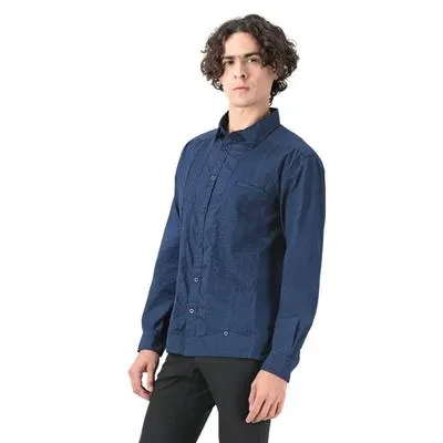 Guayabera Hummo Hombre Diseño Al Frente Azul Marino