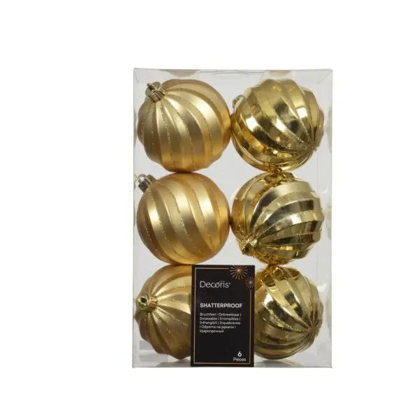 Decoris kerstbal licht goud polystyreen mix 6 stuks