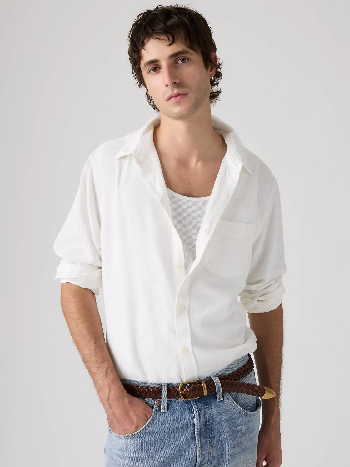 Sunset One Pocket Cotton Linen Shirt