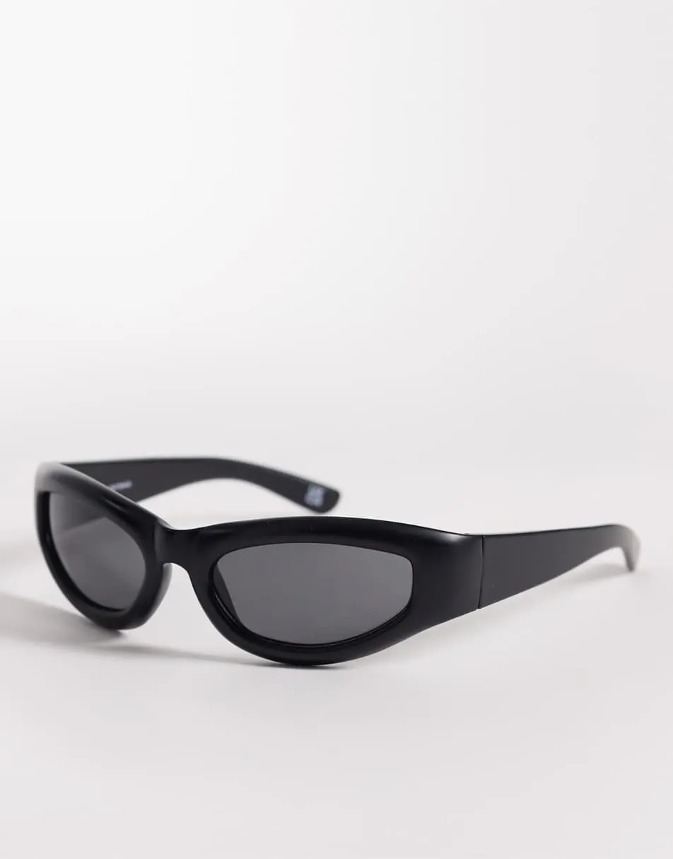 ASOS DESIGN moulded sunglasses in black frame with black lens