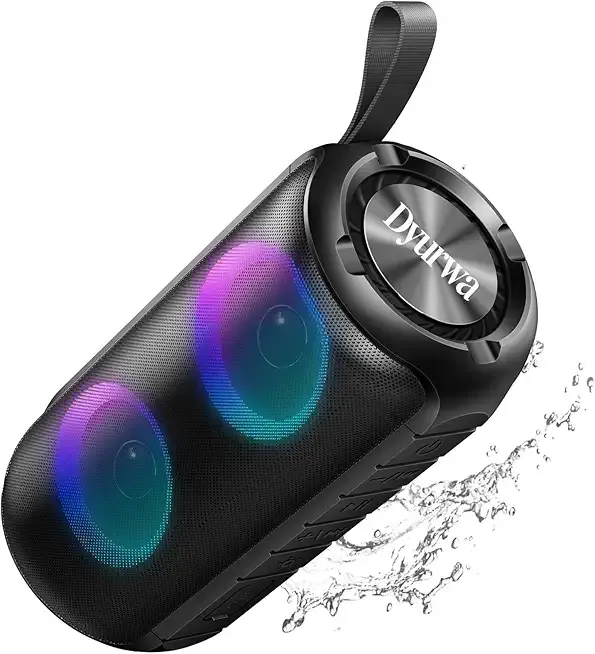 Bluetooth Speaker with 360°HD Stereo Sound, 2026 NEW Portable Wireless Speaker IPX7 Waterproof, HD Call, TWS Pairing, Built-in Mic, RGB Lights, 12H Playtime for Outdoors, Home/Travel/Praty Beach Gift