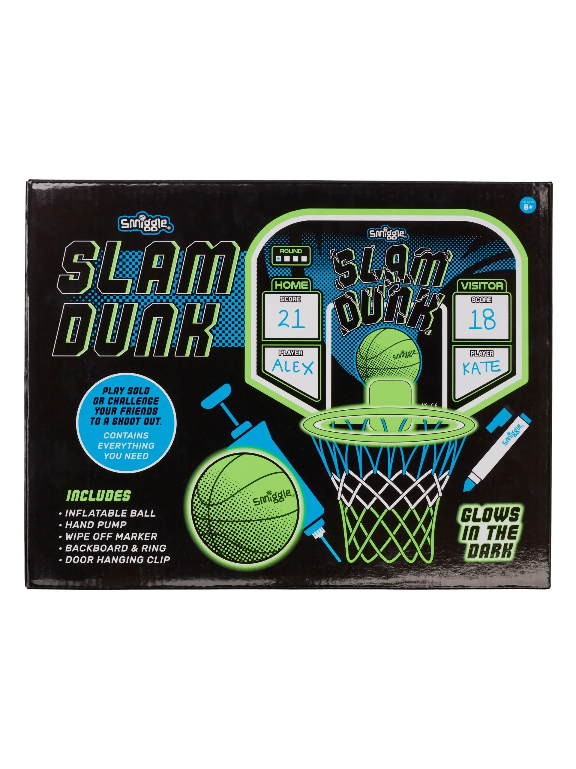 Slam Dunk Glow In The Dark Basketball Set
