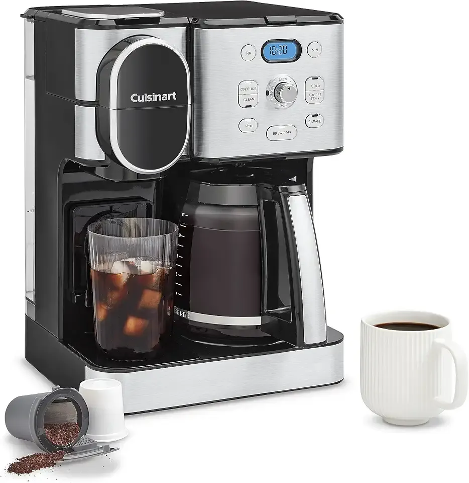 12-Cup Coffee Maker, Single-Serve Brewer Glass Carafe, Automatic Hot & Iced Coffee Machine, Brew Strength Control and Pause, SS-16, Stainless Steel | 2-in-1: 12-Cup Carafe Plus Single-Serve, Extreme Brew, Brew Strength, Over Ice, 24-Hr Timer