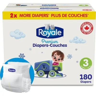 Premium Diapers, Size 3 - 180 Count, Disposable Baby Diapers