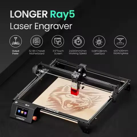LONGER Laser Cutter & Engraver 20W 10W 5W WiFi Touchscreen 400x400mm DIY Laser Dioser Technology Engraving Machine for Wood Metal Acrylic Leather Home Decor Crafts Gifts LightBurn LaserGRBL