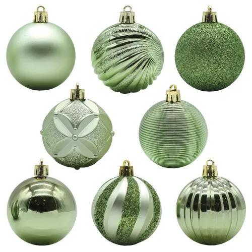 Enchanted Forest® 60mm Light Green Textured Shatterproof Ornaments - 50 Pack