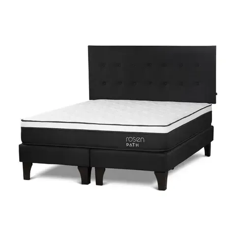 Cama Europea Path Grafito Queen + Cabecera West