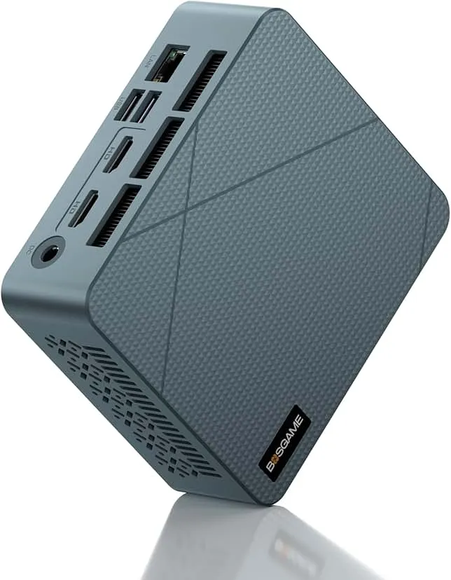 BOSGAME E2 Mini PC with AMD Ryzen 5 3550H, 16GB RAM 512GB NVMe SSD, Triple Displays via USB-C & Dual HDMI, Gigabit Ethernet, Compact Desktop Computer for Business, Office & School