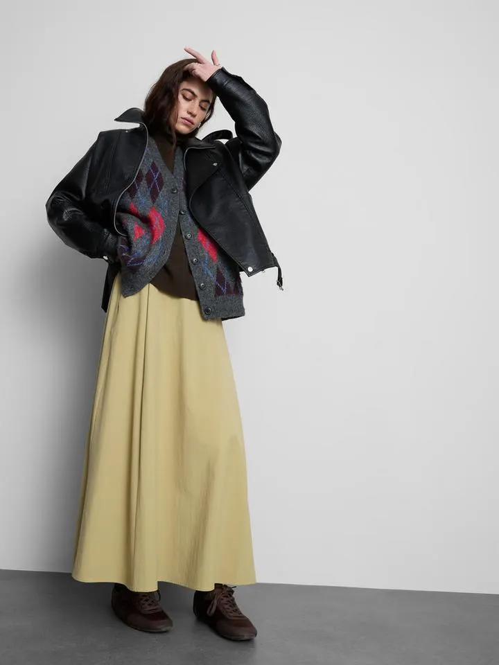 Jupe mi-longue à motif cercle