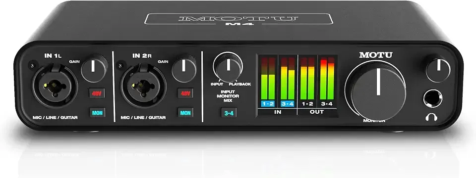 Motu M4 4x4 USB-C Audio Interface | Recording, mixing and podcasting with 4x4 USB-C connectivity, MIDI I/O and low latency monitoring