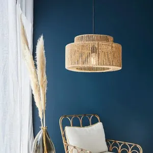 Lámpara de techo colgante de papel beige 1 luz E27 Yucatán 38 cm y altura regulable