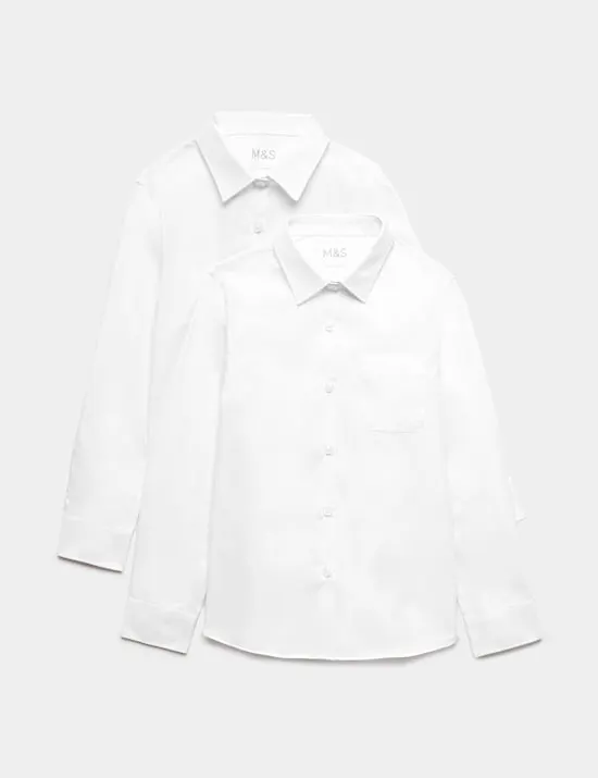 2 Pack Girls' Slim Fit Non-Iron School Shirts (2-18 Yrs)