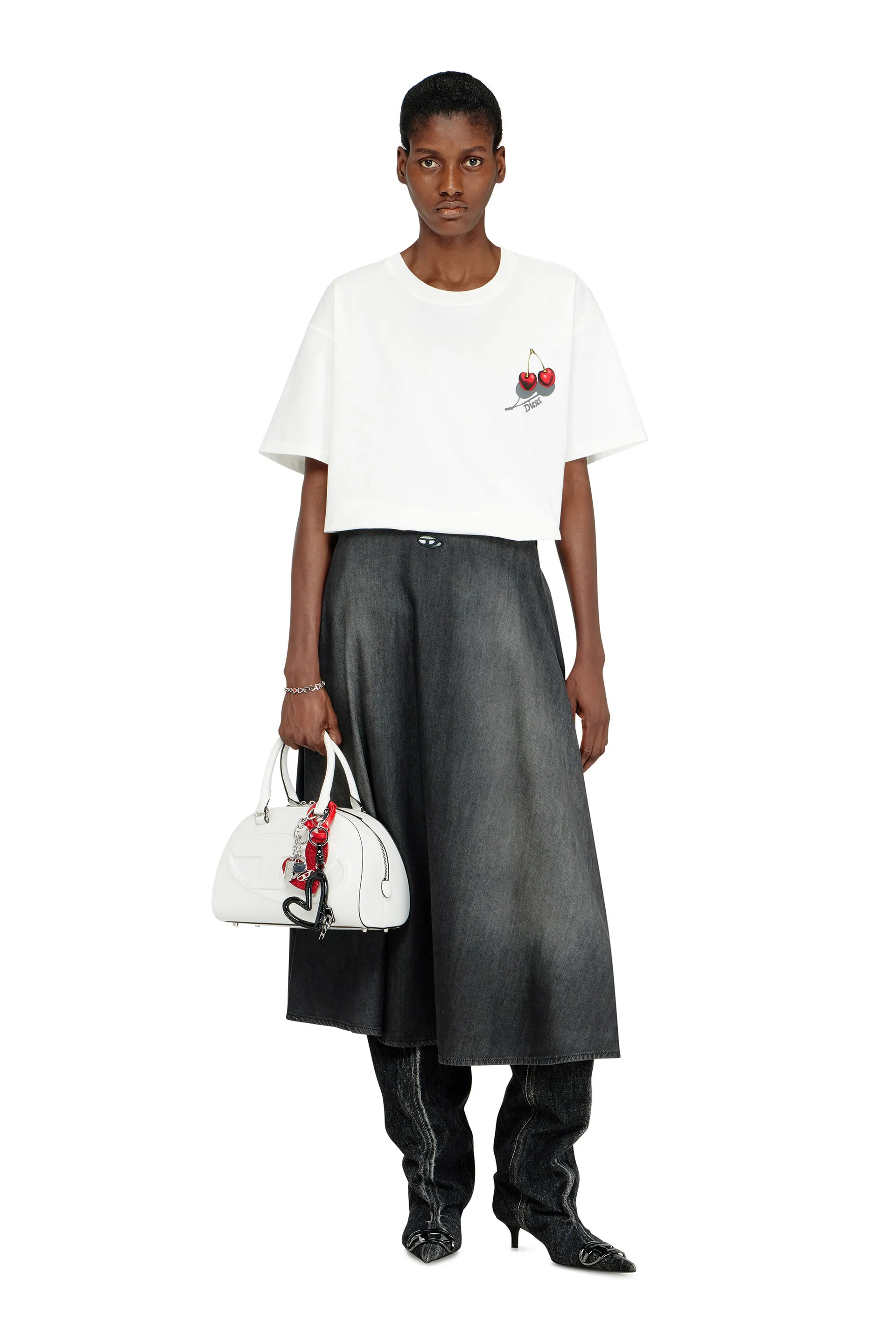 Cotton T-shirt with cherry graphic