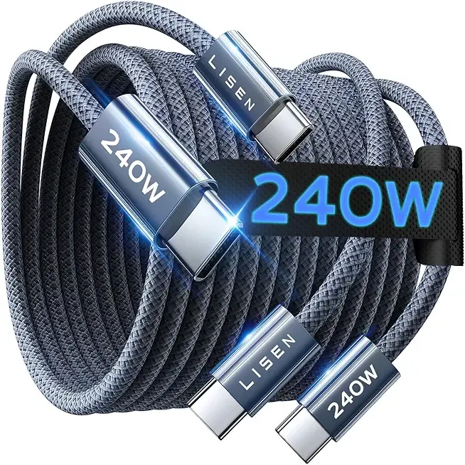 USB C to USB C Cable, 240W Fast Charging Type C Charger Cord (6.6FT)
