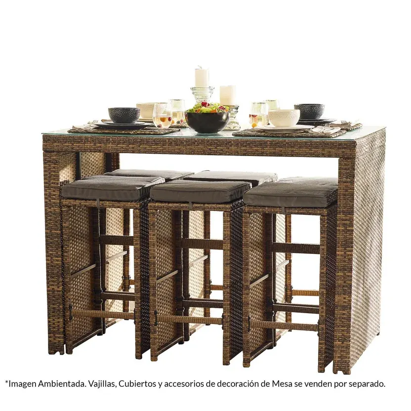 Juego Bar Tulum Ratán 7 Piezas